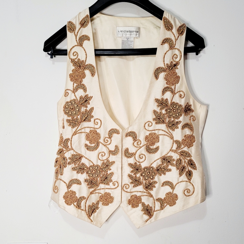 Liz Claiborne  Vintage Vest Jacket Embroidered
